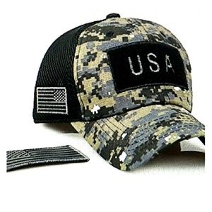 Tactical Air Mesh Flag Patch Trucker Cap Black Dig